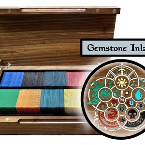 2000 Card Magic the Gathering Box, edelsteeninleg, MTG-deckdoos, opbergvak voor kaarten, massief walnoot