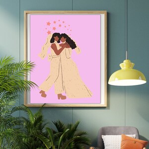 Arte de parede para download digital de presente de casamento para lésbicas, presente de casamento LGBTQ +, cartão de casamento da Sra.