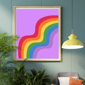 Rainbow Nursery Wall Art Digital Download, Printable Nursery Art, Kids Room Purple Art Print, Purple Kids Room Decor, Cool Nursery Art