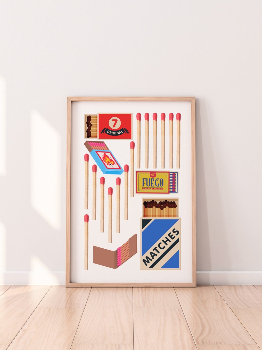 Vintage Match Box Art Print Digital Download, Match Book Art Poster