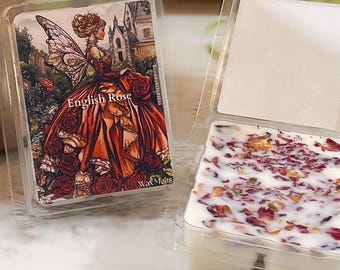 English Rose Scented Soy Wax Melts: Floral Home Fragrance with Dried Rose Petals