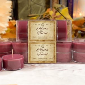 Autumn Flannel Cozy Candles Handmade Fall Candles Scented Soy Wax Tea Lights For Fall Home Harvest Gifting Fall Housewarming Candle Gifts