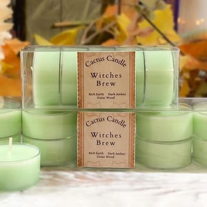 Witches Brew Tea Light Handmade Soy Fall Candle Witches Brew Woodsy Scented Tea Lights Halloween Lover Fall Scents For Home Autumn Candle