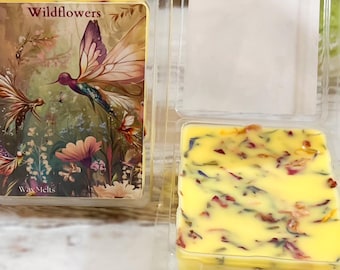 Soy Wax Melts Wildflower Scented: Floral Scented Wax with Dried Flowers