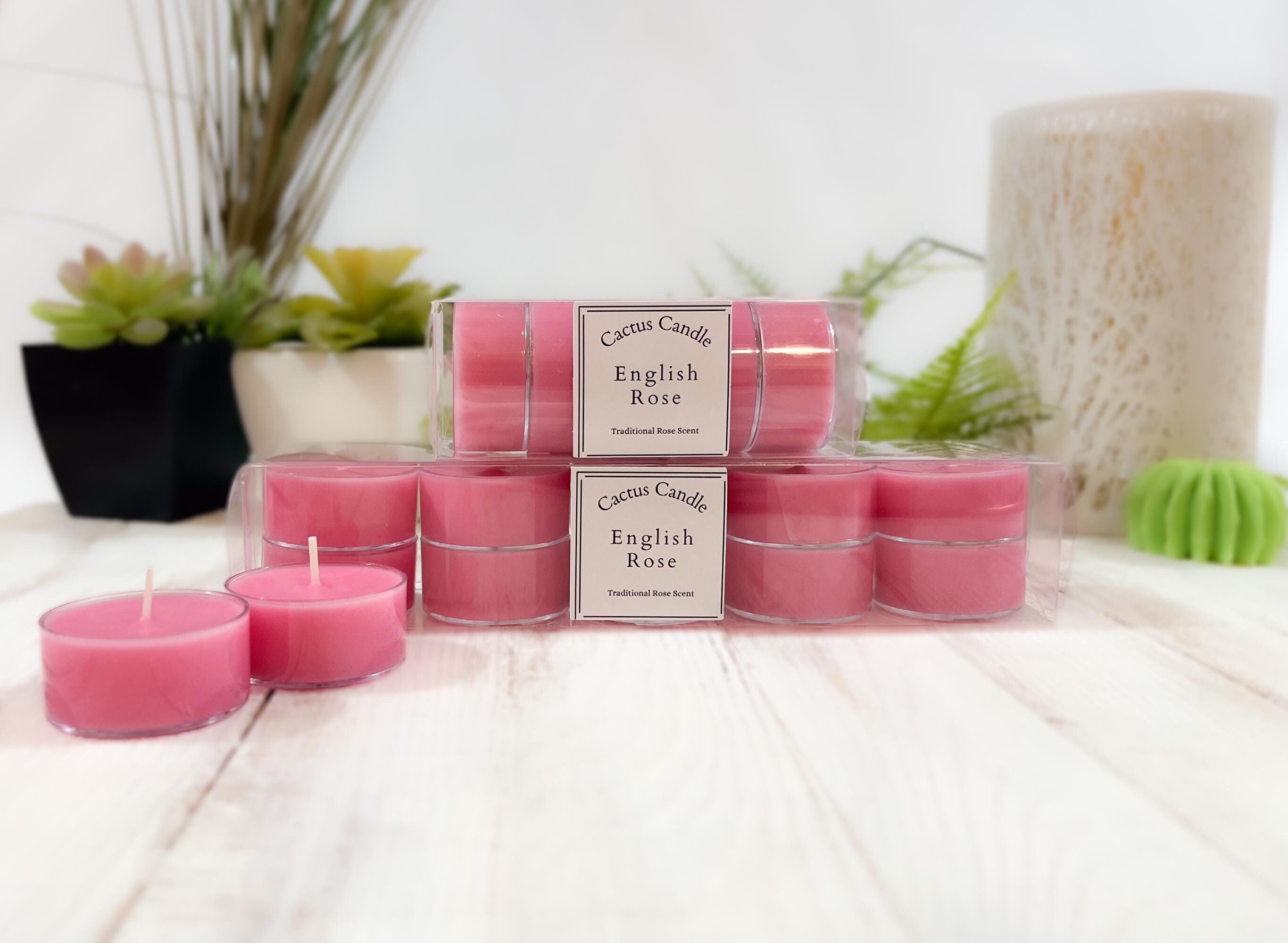 English Rose Tea Lights Handmade Soy Candles Traditional Fragrant Rose Scented Tea Lights For Him Her Housewarming Home Decor Lighting