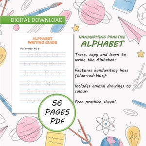 Learn to Write the Alphabet. Handwriting Practice Worksheets (plus FREE4-page intro to cursive writing worksheets)