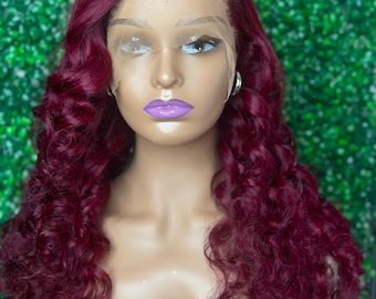 Burgundy 13x6 Lace Front Wig (Curly)