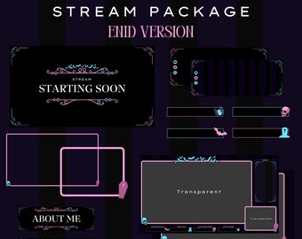 STREAM-PAKKET - Enid-versie | Geanimeerd | Twitch-functie | YouTube-kanaal Overlays | Familie Addams | Gotisch | Donker | Zwart en wit | Woensdag
