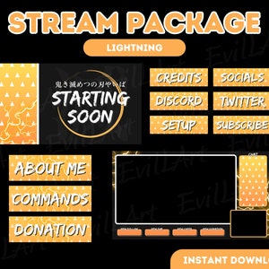 STREAM-PAKET - Blitz | Zucken | Youtube | Überlagerungen | Anime | Teufel | Gelb | manga | Japanisch | Werbebanner | Paneele | Beginnt bald