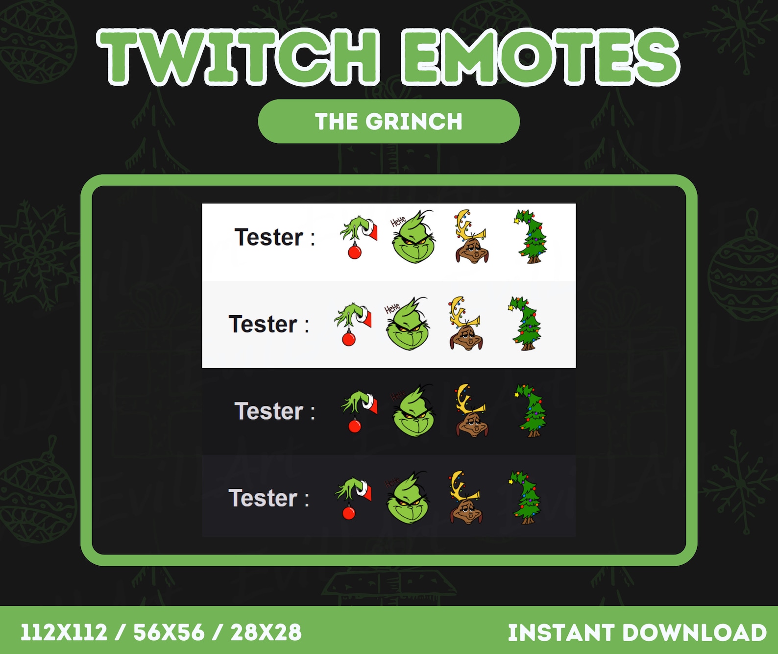 EMOTES PACK - the Grinch | Christmas | Twitch | Youtube | Discord ...