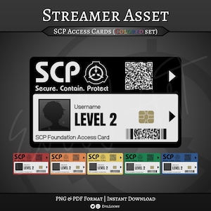 STREAMER ASSET - Tarjeta de acceso SCP (juego de colores) | Contracción nerviosa | Corriente | Superposiciones | Lienzo | Imprimir | Activo de flujo | Terror | Juegos | Creepypastas