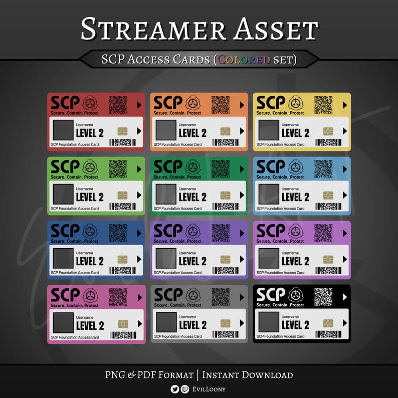 STREAMER ASSET - SCP Access Card (colored Set) | Twitch | Stream ...