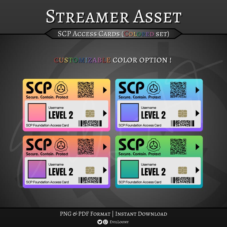 STREAMER ASSET - SCP Access Card (colored Set) | Twitch | Stream ...