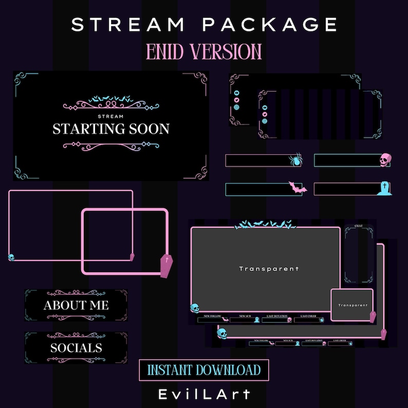 STREAM PACKAGE - Enid Version | Animated | Twitch | Youtube | Overlays ...