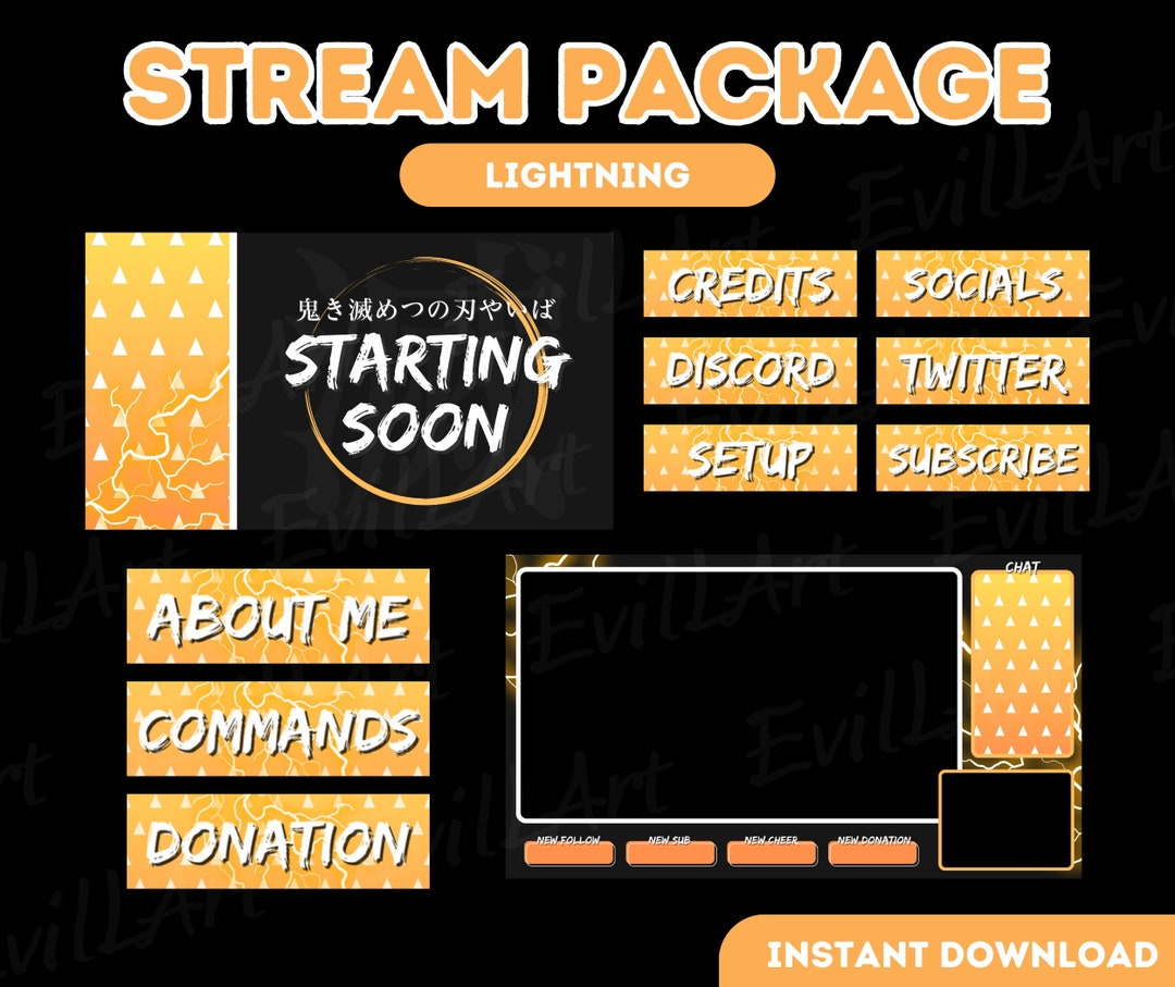 STREAM PACK - Lightning | Twitch | Youtube | Overlays | Anime | Devil ...
