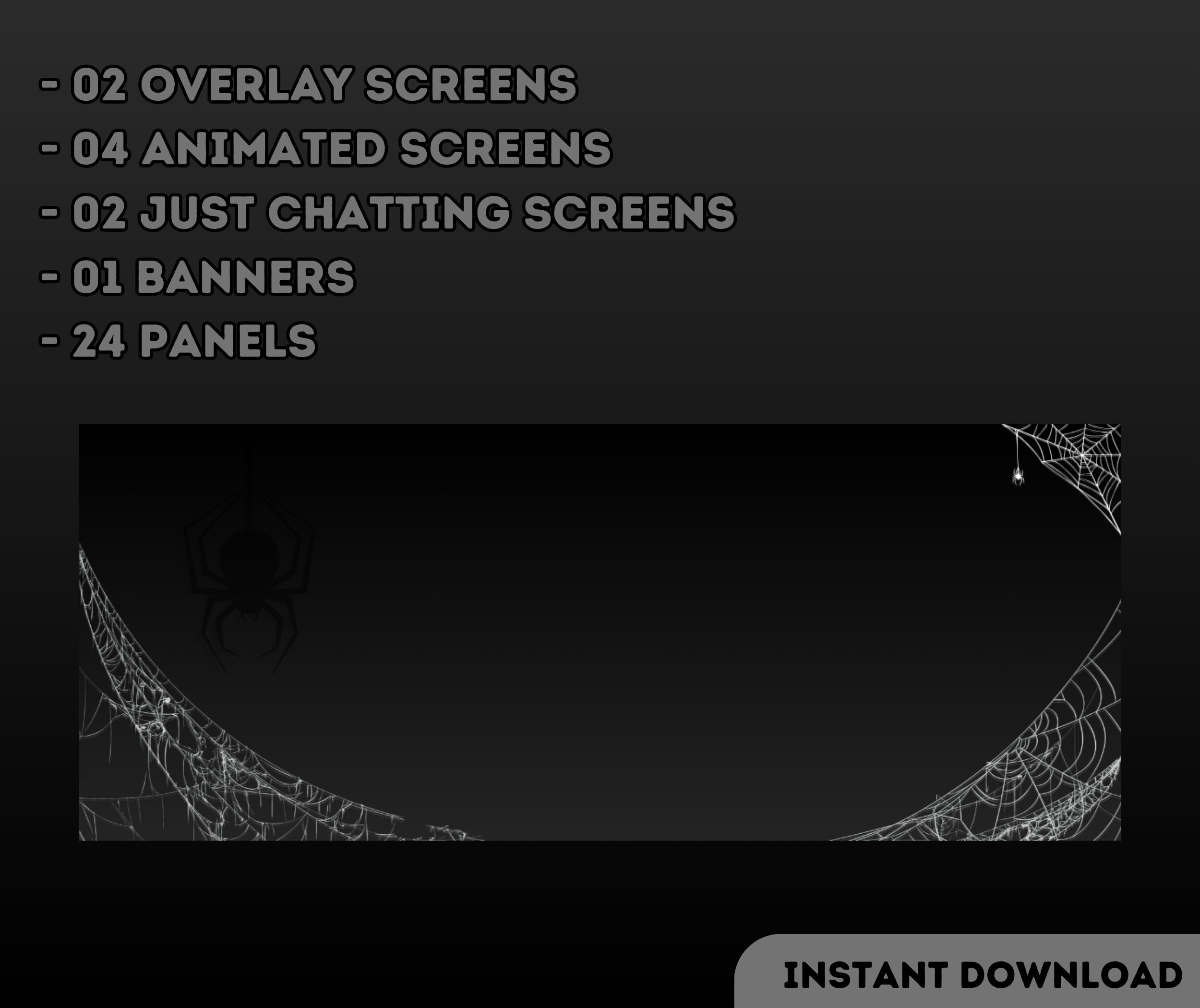 STREAM PACK Spooky Spiders Animated Twitch Youtube Overlays Just