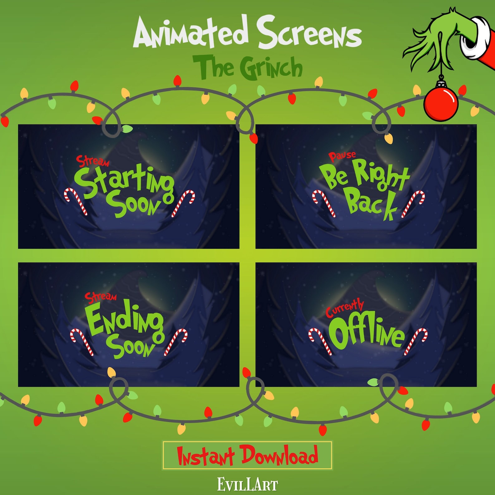 ANIMATED SCENES the Grinch Christmas Twitch Youtube Etsy