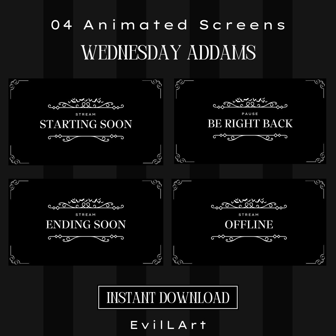 ANIMATED SCREENS - Wednesday Addams | Twitch | Youtube | Overlays ...