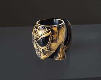 Handmade Spider-Man Mug: Embossed Resin or Plastic with Glass Liner