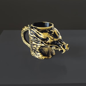 Handmade Dragon Mug: Embossed Resin or Plastic, Glass Liner