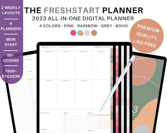 2023 Digital Planner | Portrait Modern Minimalist Digital Planner | Hyperlinked PDF Digital Planner for Tablet & iPad