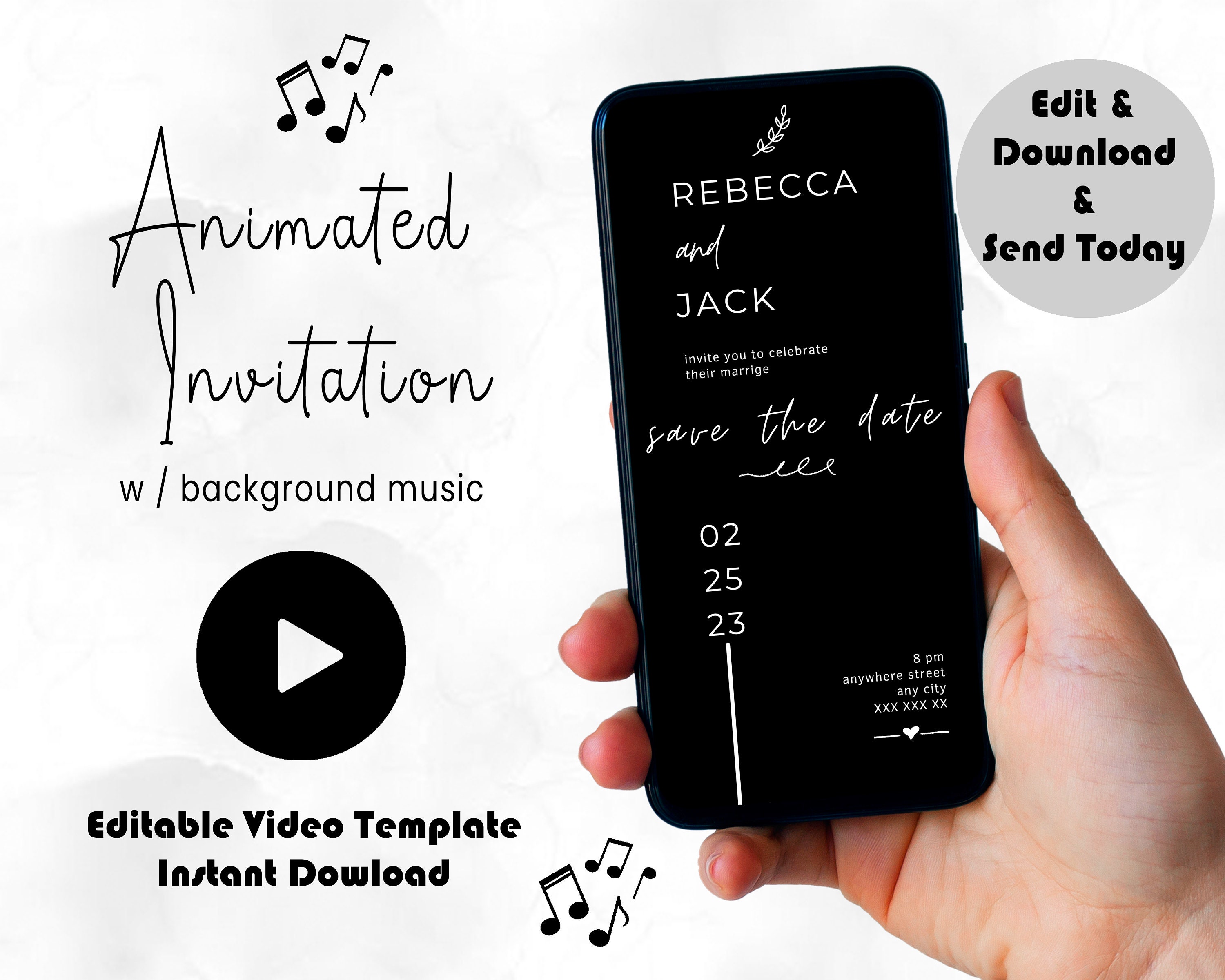Save the Date Video Invite Mobile Wedding Video Invitation - Etsy