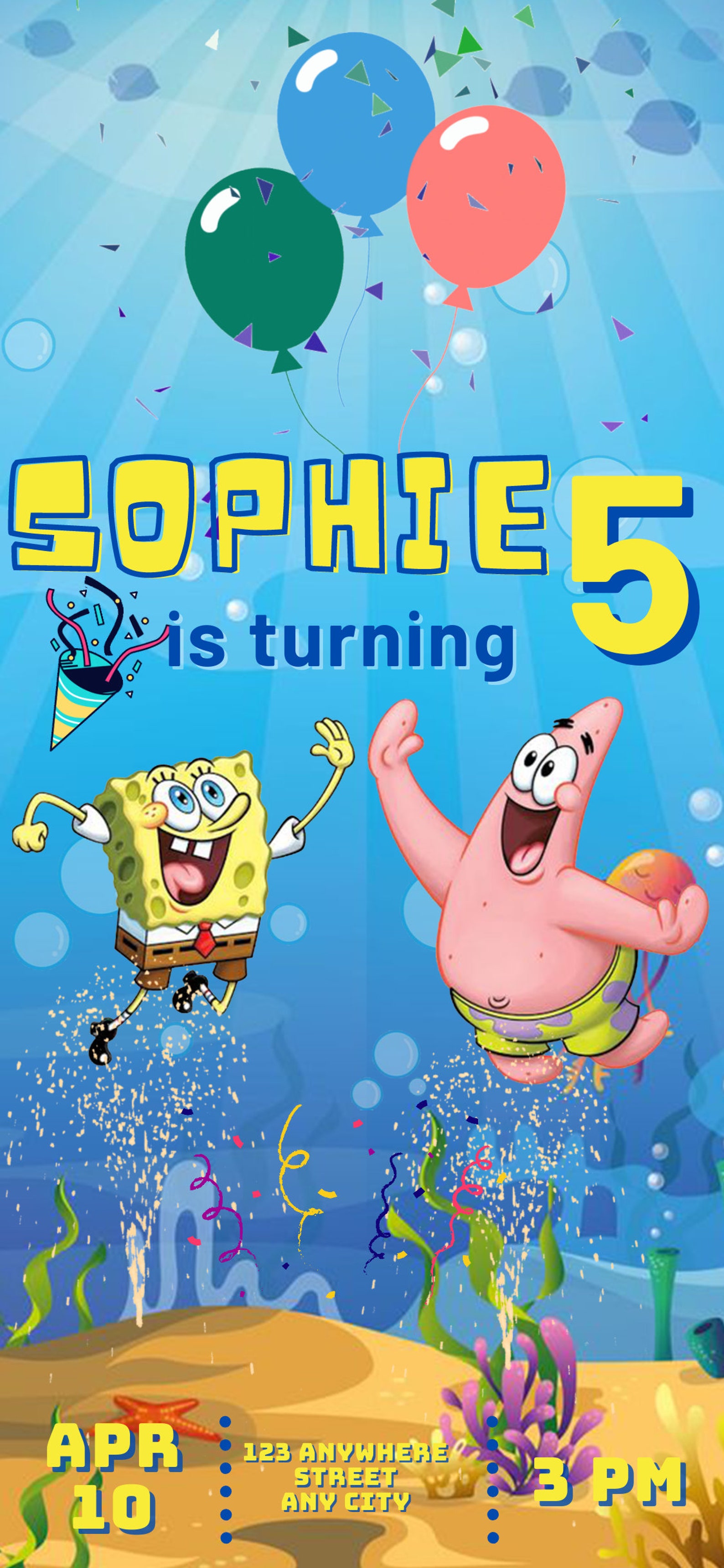 Spongebob Birthday Video Invitation, Animated Spongebob Birthday Party ...