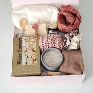 Caixa de presente para mulheres com quimioterapia, Pacote de cuidados com boas vibrações, Presente para a mãe, Enviando um abraço, Presente para mulheres, Pensando em você, Pacote de cuidados para recuperação