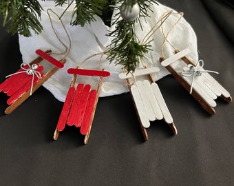 Sled Christmas Ornament Mini Ornaments Tiny Sleds Let It Snow Custom ...