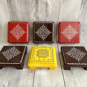 Kolam Peetalu &quot;Chowki / Table / Stool/ Palagai&quot; for housewarming ceremonies, Diwali , festival gifts. 5inx5in kolam chowki(each 20 dollars)