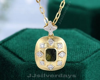 Moldavite Pendant, Hidden Moldavite , Unique Moldavite , meteorite Pendant, Authentic Moldavite, Handmade Pendant, Moldavite Necklace