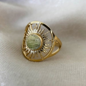 Rough Genuine Moldavite Sterling Silver Ring, Outer Space Rock, Stackable Moldavite Ring, Heart Chakra, Green Moldavite, Meteor, Unique image 7