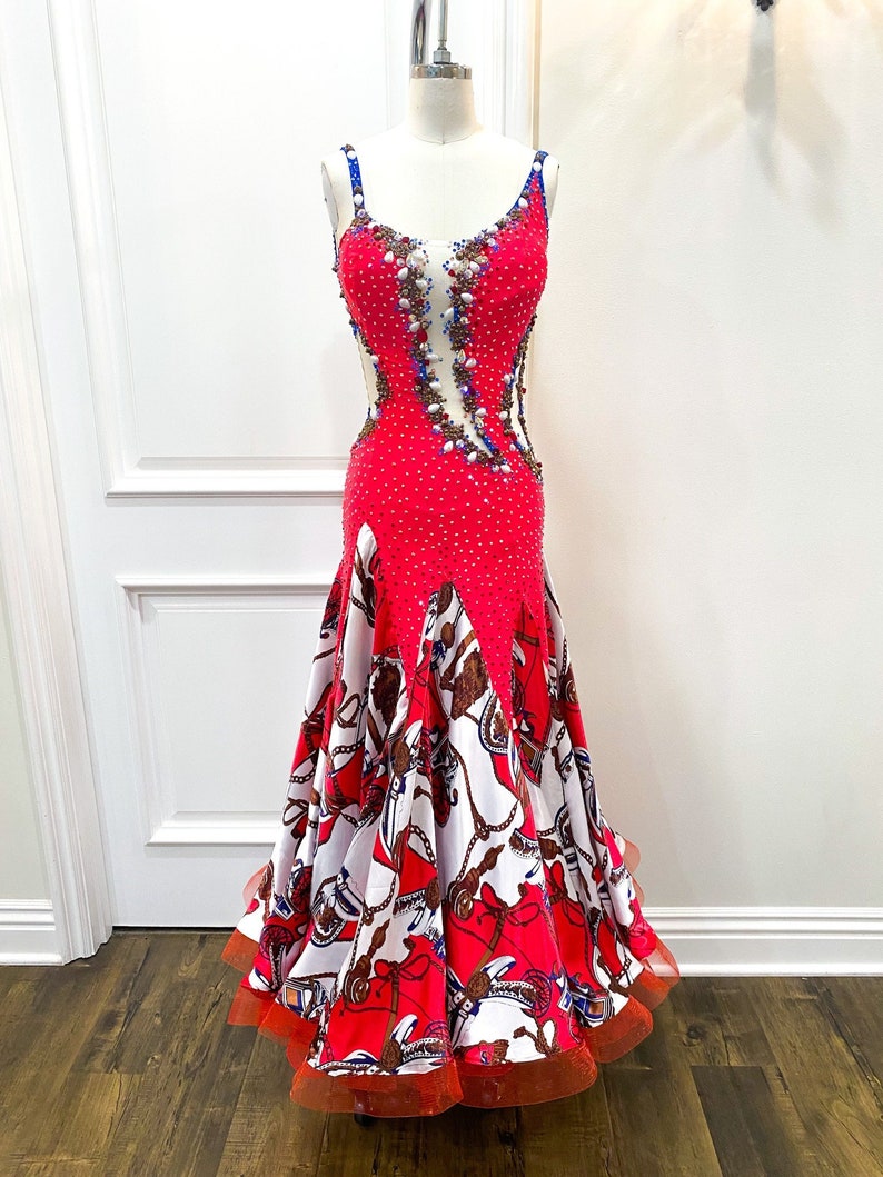Ballroom Dance Costume Smooth Competition Dress Red Small Etsy