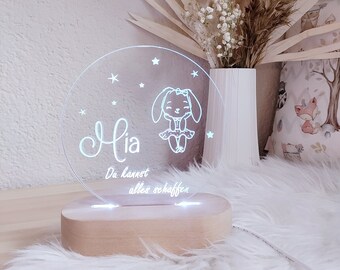 Nachtlicht Kinderzimmer, LED-Licht mit Spruch und Personalisierung, Deko Babyzimmer