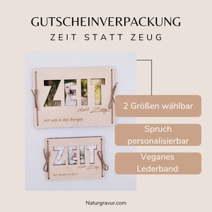 Gutscheinhalter Zeit statt Zeug, Gutscheinverpackung, Besondere Momente, Personalisierte Geschenke Bild 2