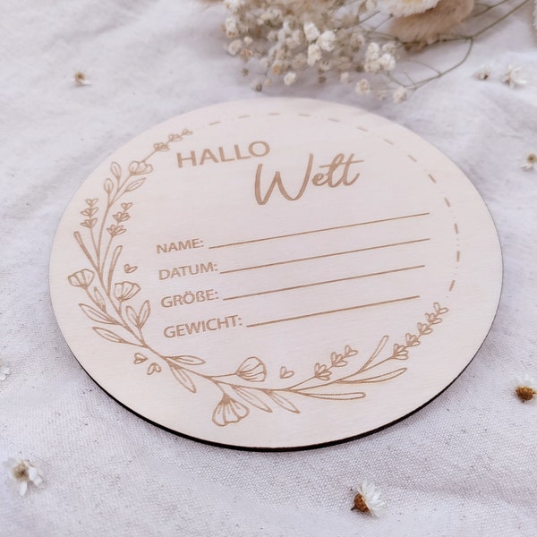 Hello world birth sign, name announcement, milestone sign, birth sign