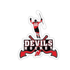 NHL NJ Devils Hockey Sticker - Jack Hughes Kiss-Cut Stickers, Scrapbooking Decals, Laptop Decal, Water Bottle Sticker, Sports Fan Gift,