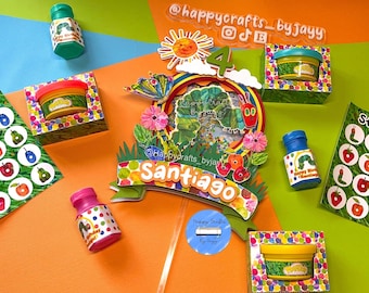 Very Hungry Caterpillar Cake Topper, A Very Hungry Caterpillar Birthday party, Very Hungry caterpillar Party favors,bubbles,coloring book