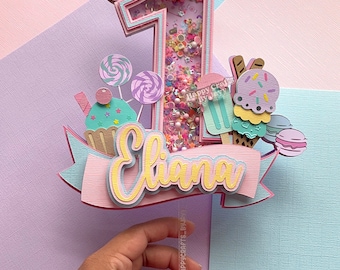 Sweet One birthday cake topper, Sweet birthday cake topper, sweets shaker cake topper, One sweet birthday, birthday cake topper, sweets