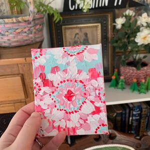 Peppermint Rose Floral Botanical 4x5 Inch Original Acrylic Modern Art Painting
