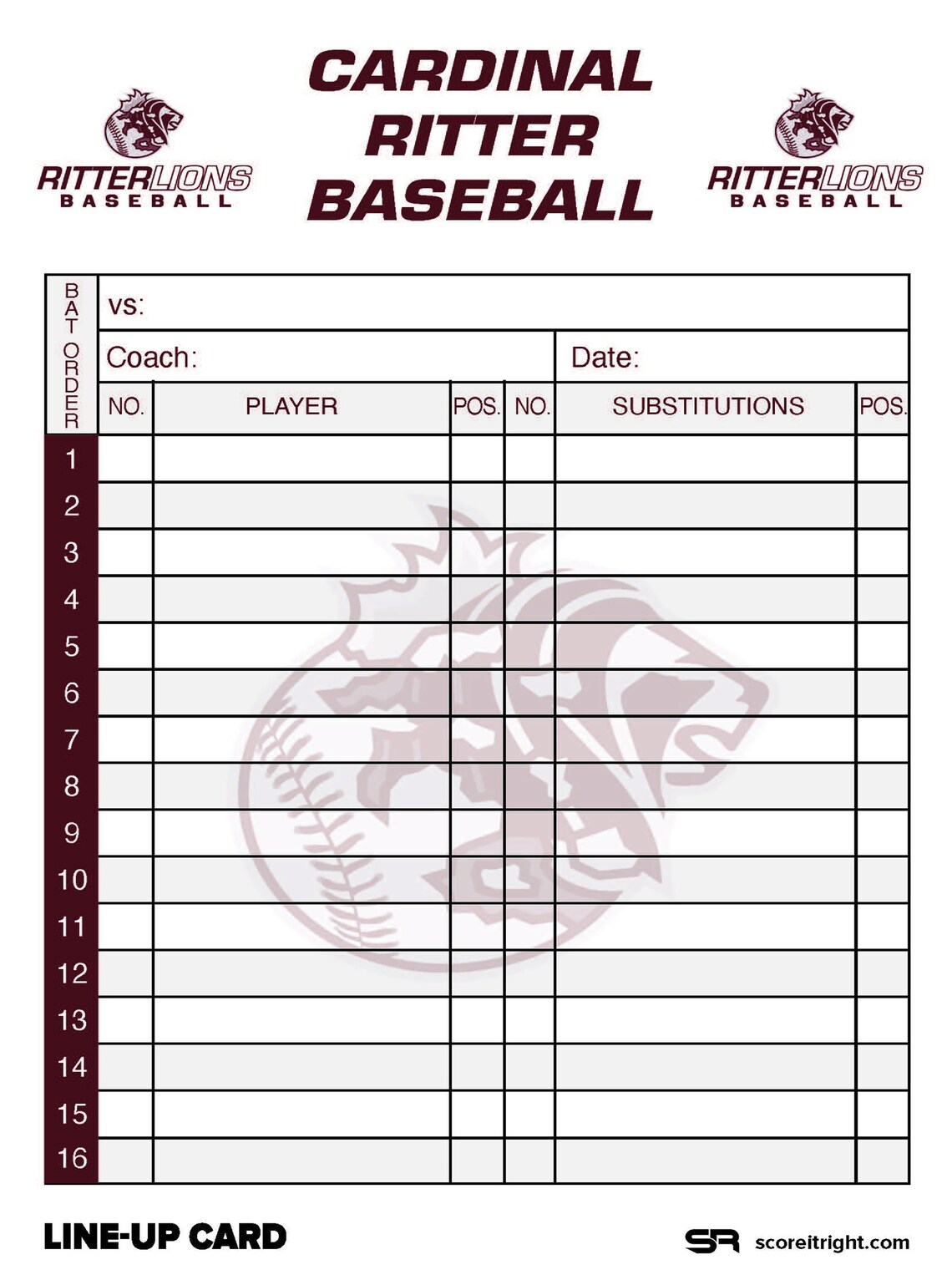 Custom Baseball Softball Lineup Cards Personalized Lineup Etsy