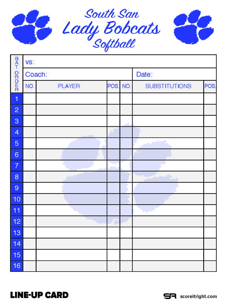 Custom Baseball Softball Lineup Cards Personalized Lineup Etsy