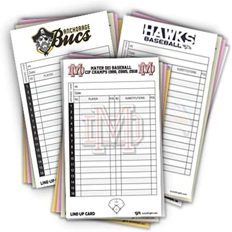 Custom Baseball Softball Lineup Cards Personalized Lineup Etsy