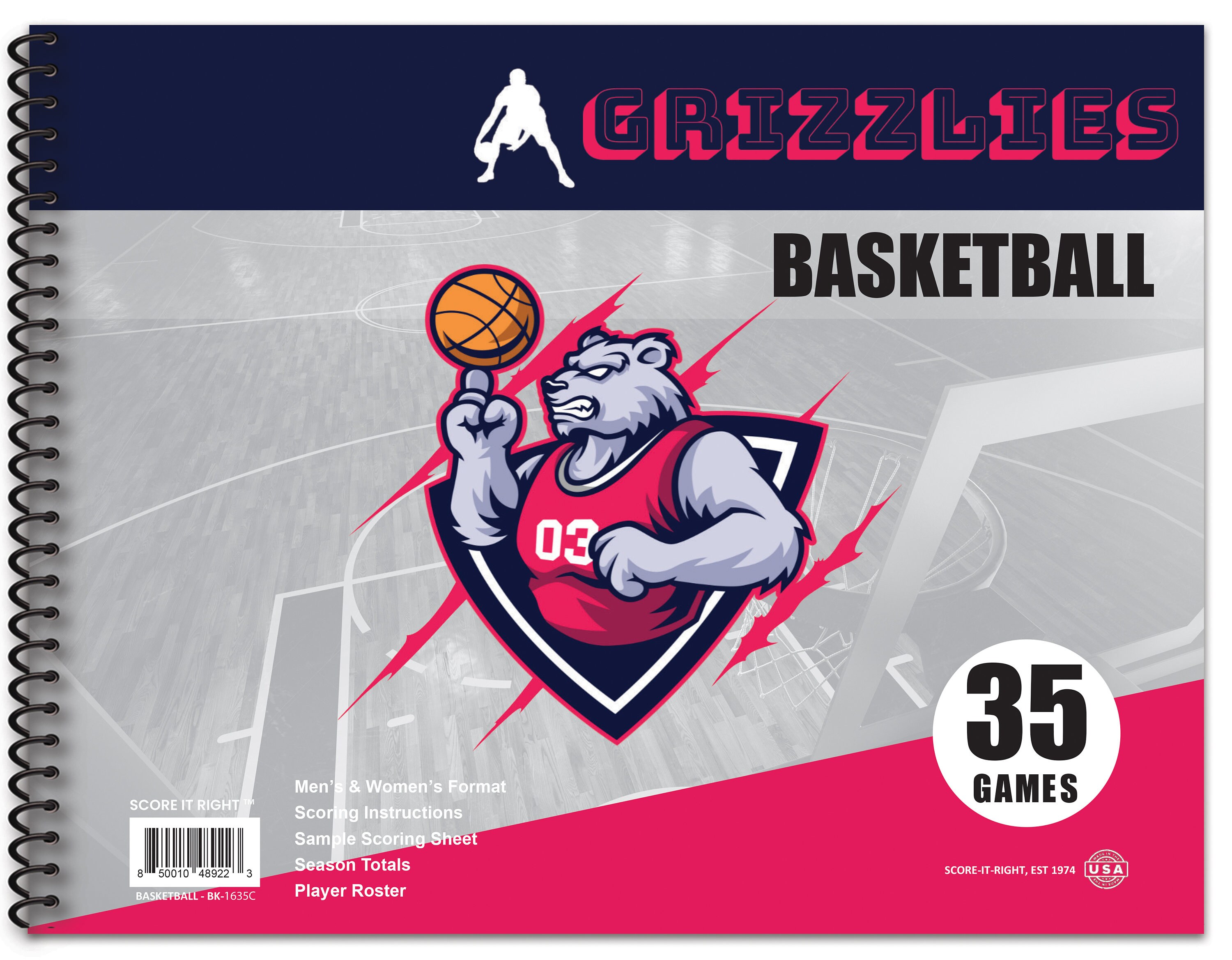 2 Personalized Basketball Scorebooks | 35 Games | 16-player