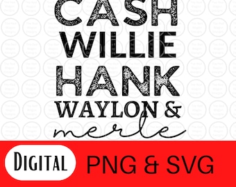 Cash Hank Willie Waylon Merle Sublimation Design READY to - Etsy