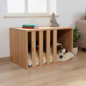 Handmade Modern Wooden Dog House with Anti-Allergenic Cushion