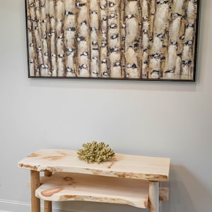Live Edge Entryway Console Table with Shelf and Rustic Log Base immagine 2