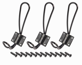 Black Coat Hooks For Mounting On Wall Sturdy Hangers For Hats Storage Coat Rack Hooks Steel Hooks