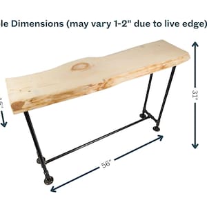 Mesa consola con borde natural y patas de tubería industrial – Mesa de entrada rústica de madera imagen 4