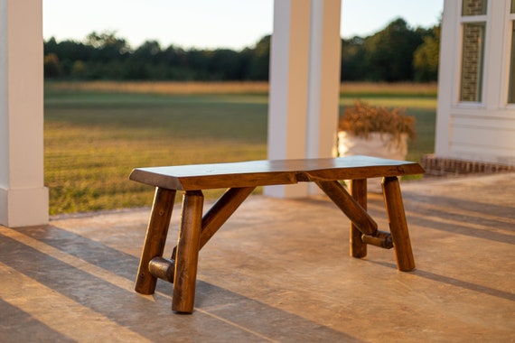 Rustic Log Bench for Outdoor and Indoor Seating Handcrafted Live Edge Wood Etsy
